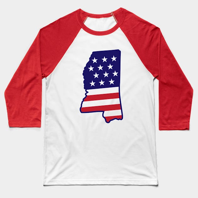 Mississippi State USA Map Baseball T-Shirt by MARCHY